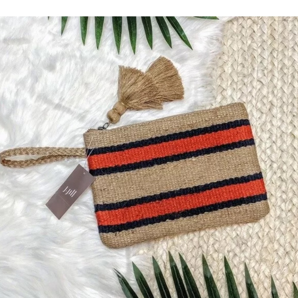 J. JILL tassle jute clutch NEW